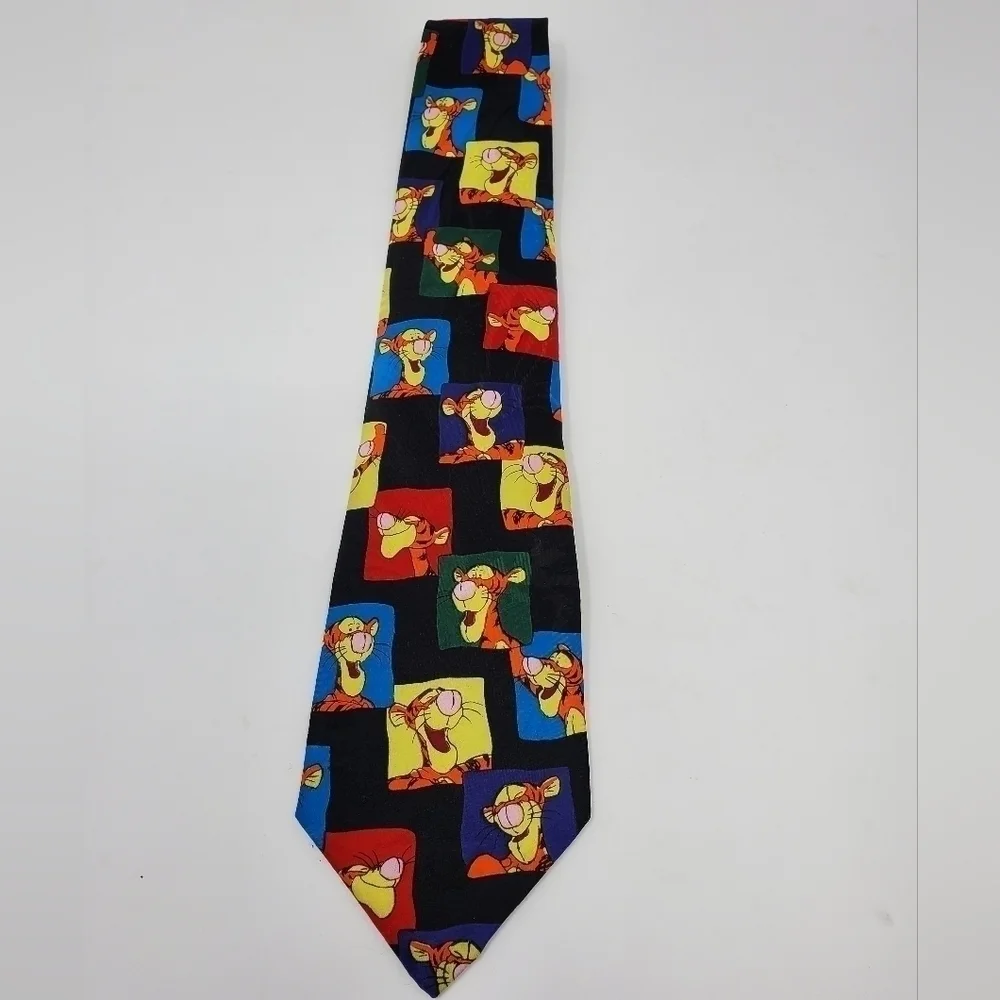 DISNEY WINNIE THE POOH TIGGER LOT OF 3 MEN NECKTIE TIES BLACK ORANGE RED